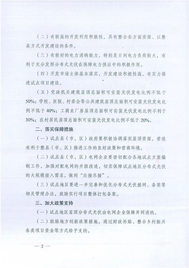 國家能源局綜合司關(guān)于報送整縣（市、區(qū)）屋頂分布式光伏開發(fā)試點方案的通知